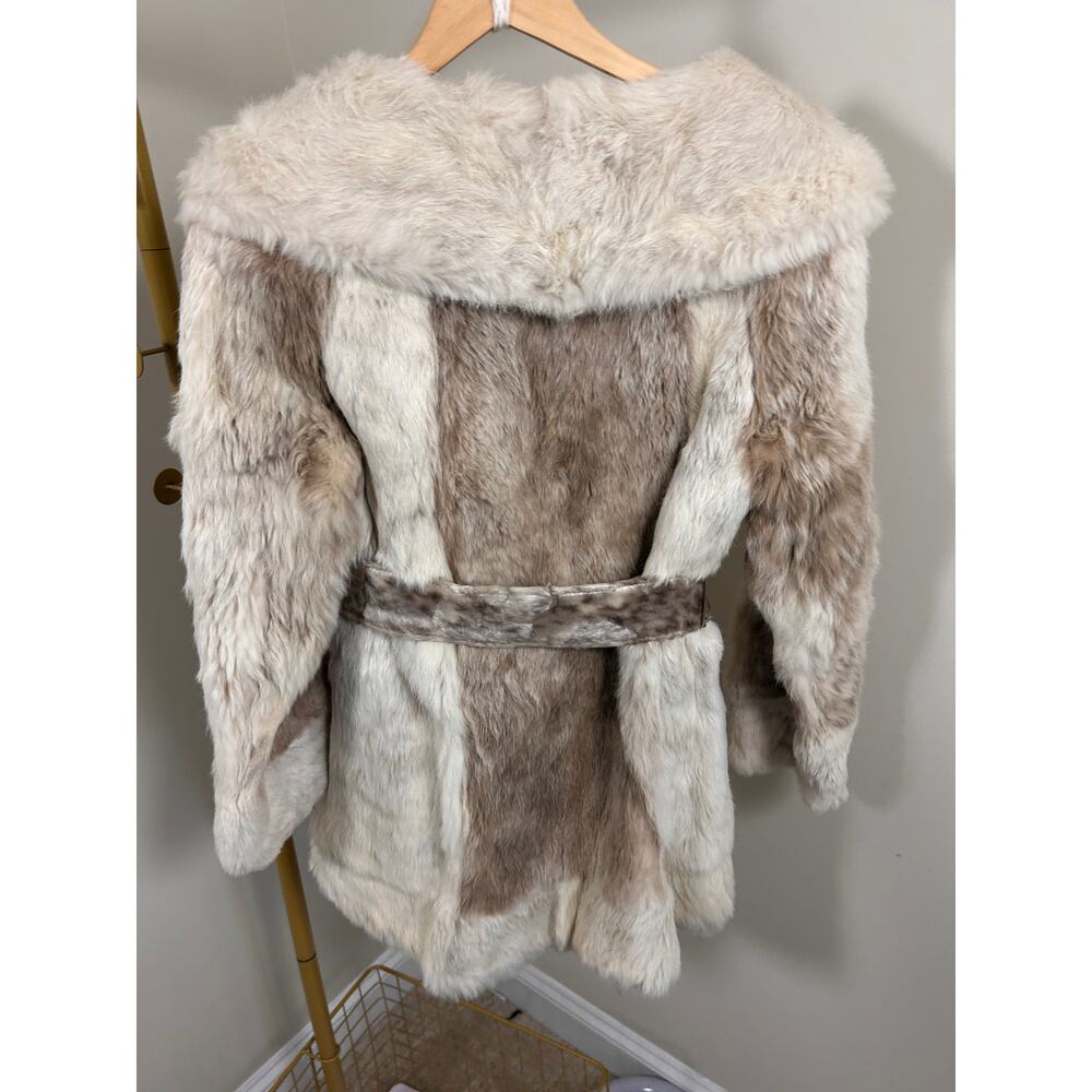 Vintage Edward Glasser Rabbit Fur Coat | Belted Mid-Length | Classic Beige | S - Picture 10 of 16